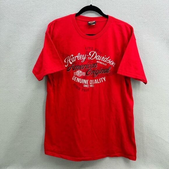 Harley Davidson Men's Red Harley-Davidson Bonnie and Clyde T-Shirt Size Large - Picture 2 of 8